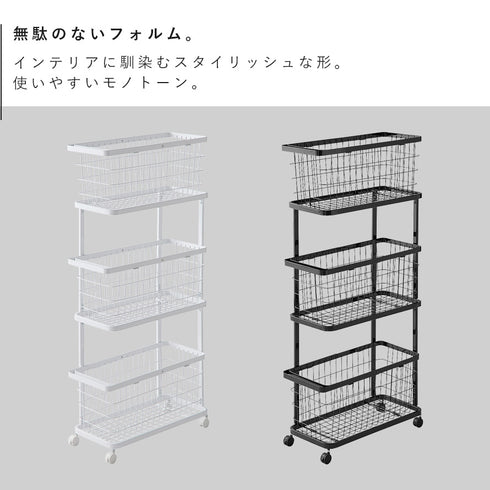 ランドリーワゴン+バスケット タワー スリム 3段.|s2
