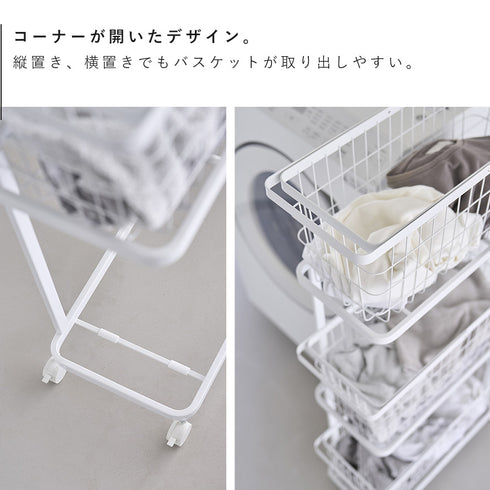ランドリーワゴン+バスケット タワー スリム 3段.|s5