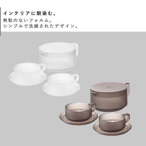 ティーポット タワー 600ml ティーカップ ソーサー 2個セット.|s2