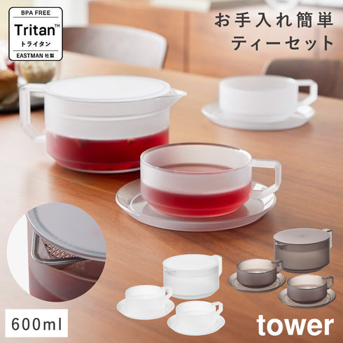 ティーポット タワー 600ml ティーカップ ソーサー 2個セット.|m2