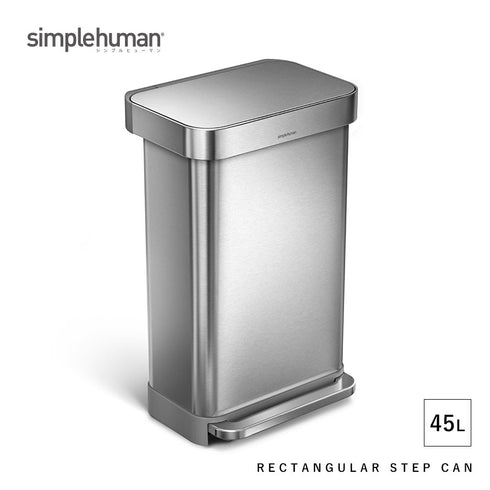 シンプルヒューマン レクタンギュラーステップカン シルバー 45L.|s1
