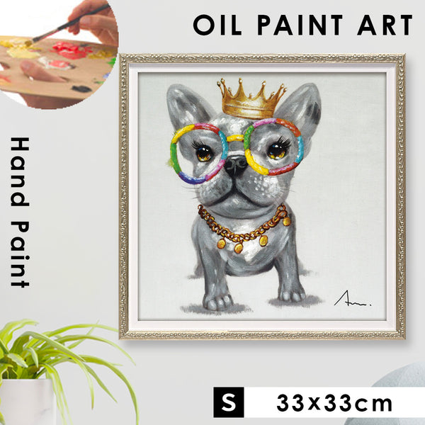 アート 絵画 壁掛け 油絵 33X33cm オイルペイント リトルキング.|m2