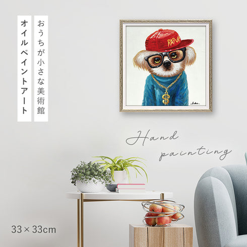 アート 絵画 壁掛け 油絵 33X33cm オイルペイント レッドハット.|s1