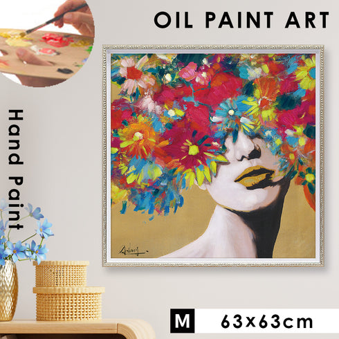 アート 絵画 壁掛け 油絵 63×63cm オイルペイント コスモスウーマン.|m2