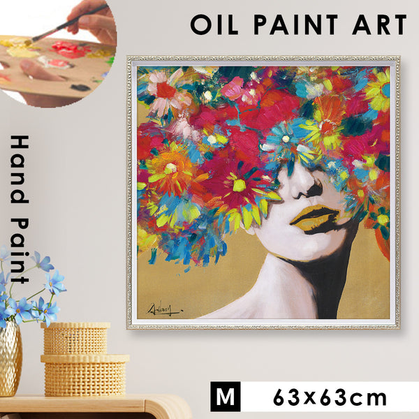 アート 絵画 壁掛け 油絵 63×63cm オイルペイント コスモスウーマン.|m2