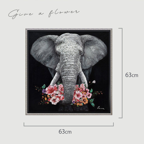 アート 絵画 壁掛け 油絵 63×63cm オイルペイント ギブ・ア・フラワー.|s6