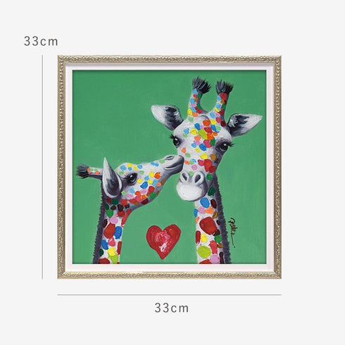 オイルペイントアート キスジラフ 33×33cm.|s6