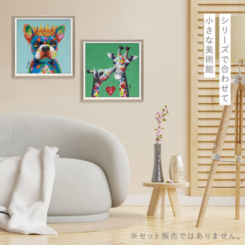 オイルペイントアート キスジラフ 33×33cm.|s5