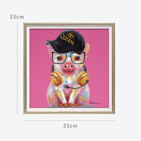 オイルペイントアート ピッグクイーン 33×33cm.|s6