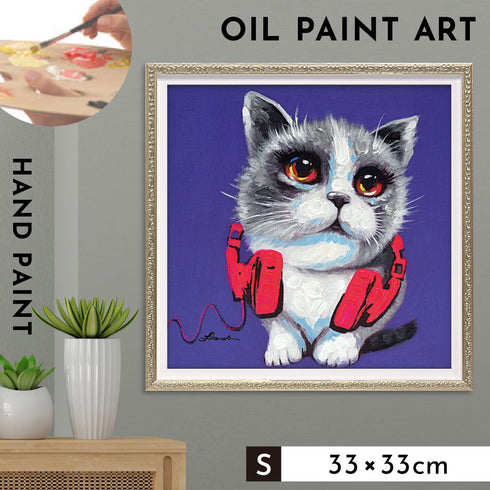 オイルペイントアート パープルレッドフォン 33×33cm.|m2