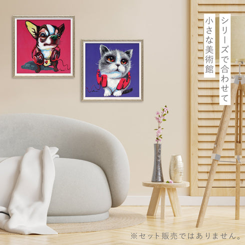 オイルペイントアート パープルレッドフォン 33×33cm.|s5