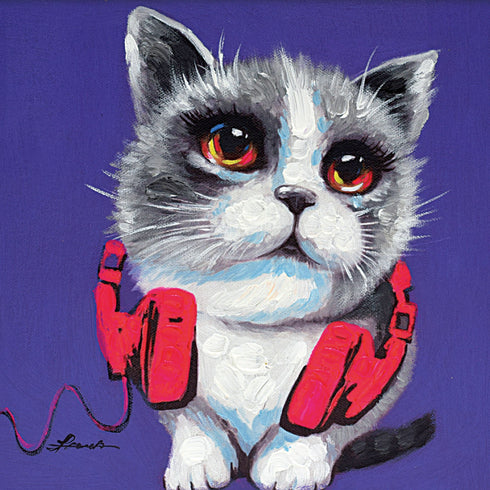 オイルペイントアート パープルレッドフォン 33×33cm.|s3