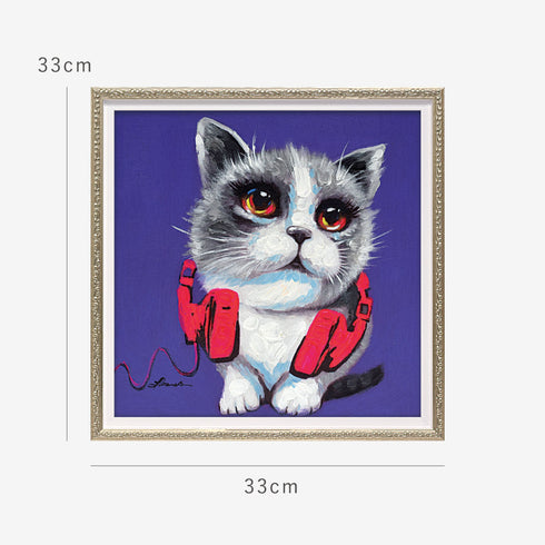 オイルペイントアート パープルレッドフォン 33×33cm.|s6