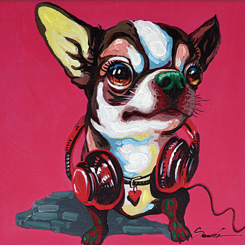 オイルペイントアート マゼンタチワワ 33×33cm.|s3