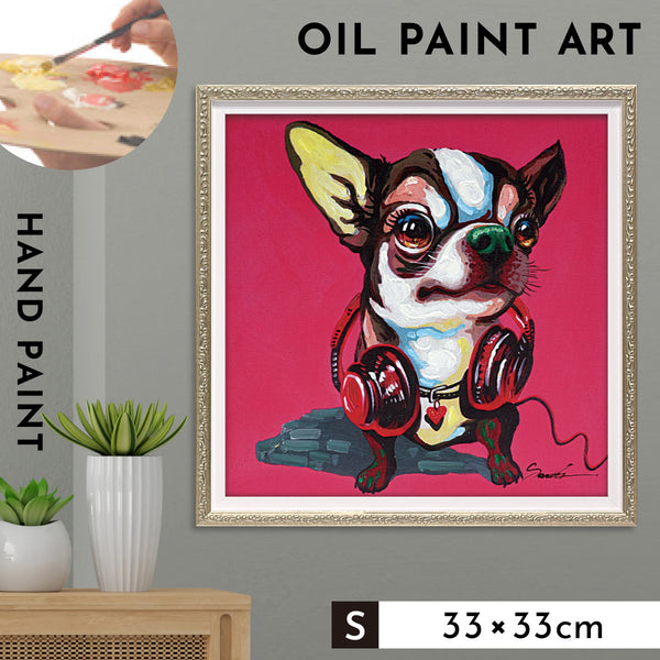 オイルペイントアート マゼンタチワワ 33×33cm.|m2