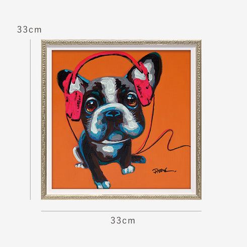 オイルペイントアート オレンジドギー 33×33cm.|s6