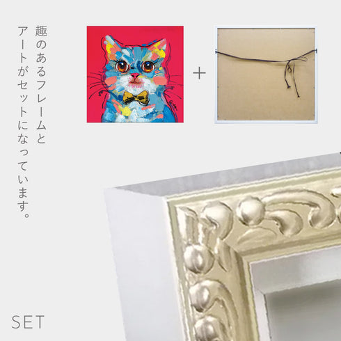 オイルペイントアート ボウタイキャット 33×33cm.|s4