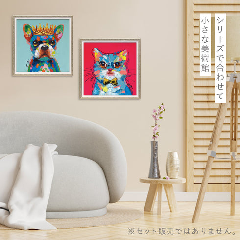 オイルペイントアート ボウタイキャット 33×33cm.|s5