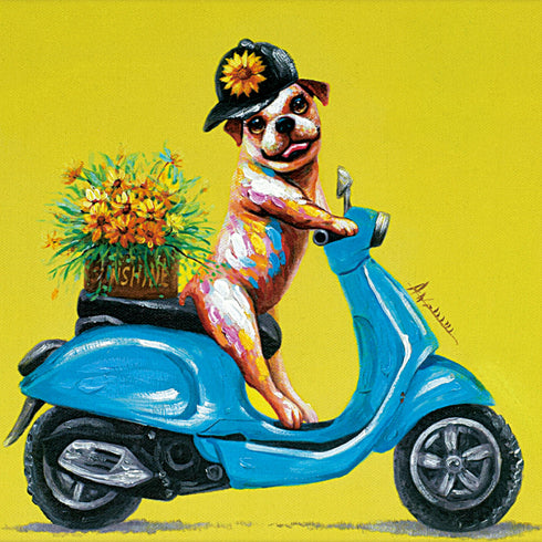 オイルペイントアート デリバリードッグ 33×33cm.|s3
