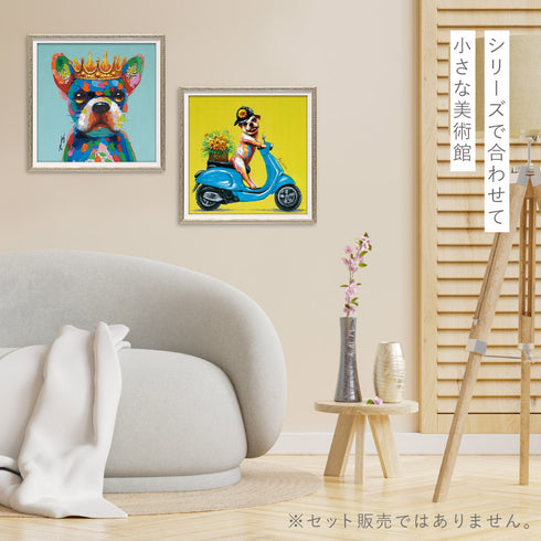 オイルペイントアート デリバリードッグ 33×33cm.|s5