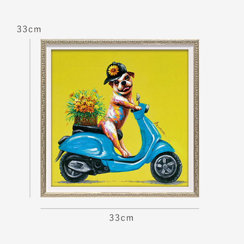 オイルペイントアート デリバリードッグ 33×33cm.|s6