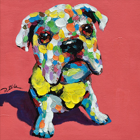 オイルペイントアート イエローボウタイ ドッグ 63×63cm.|s3