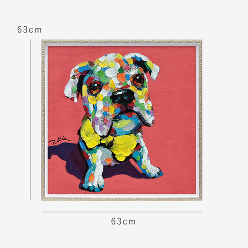オイルペイントアート イエローボウタイ ドッグ 63×63cm.|s6