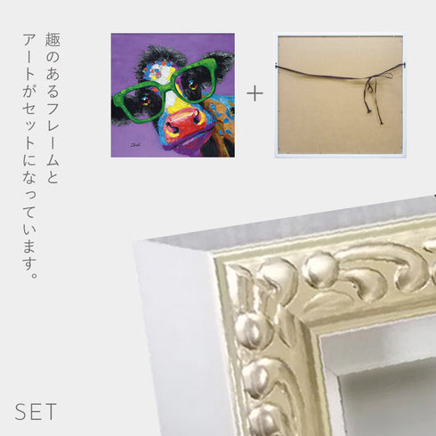 オイルペイントアート カウグラス 63×63cm.|s4