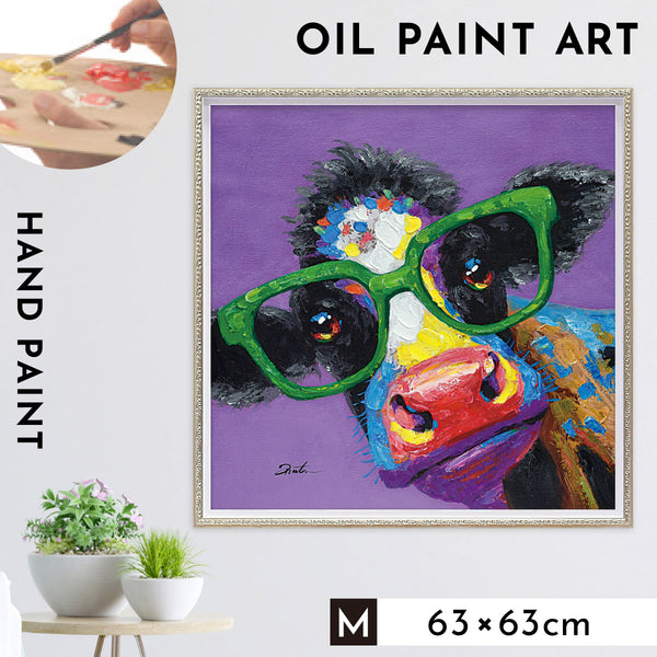 オイルペイントアート カウグラス 63×63cm.|m2