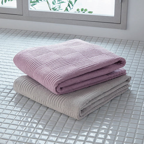 インド綿バスタオル 2色組 グレー・ライラック.|s3