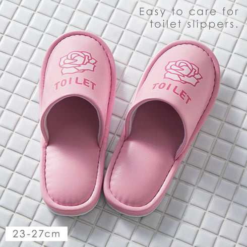 サッと拭けるトイレスリッパ ピンクローズ.|s1