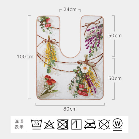 ジャンボ耳長トイレマット・フタカバーセット ブーケスワッグ.|s8